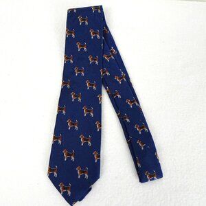 Chipp Neckwear Beagle Dog Necktie Tie Men's Blue Silk Preppy Made in USA